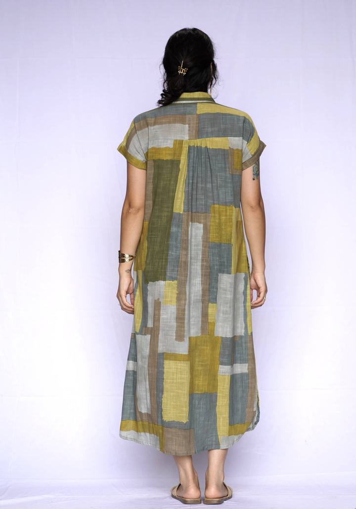 Aya Geo Dress: Periwinkle / M