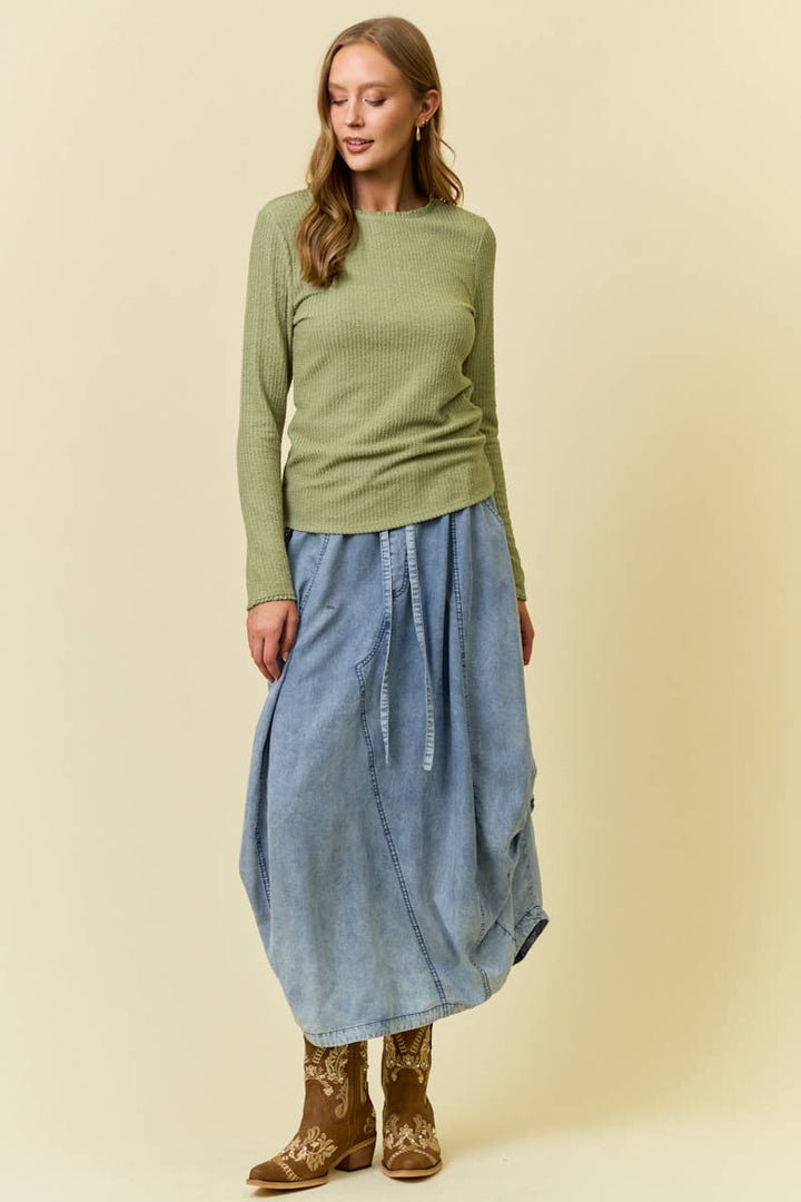 TENCEL SKIRT- 6557S-2: DENIM / S