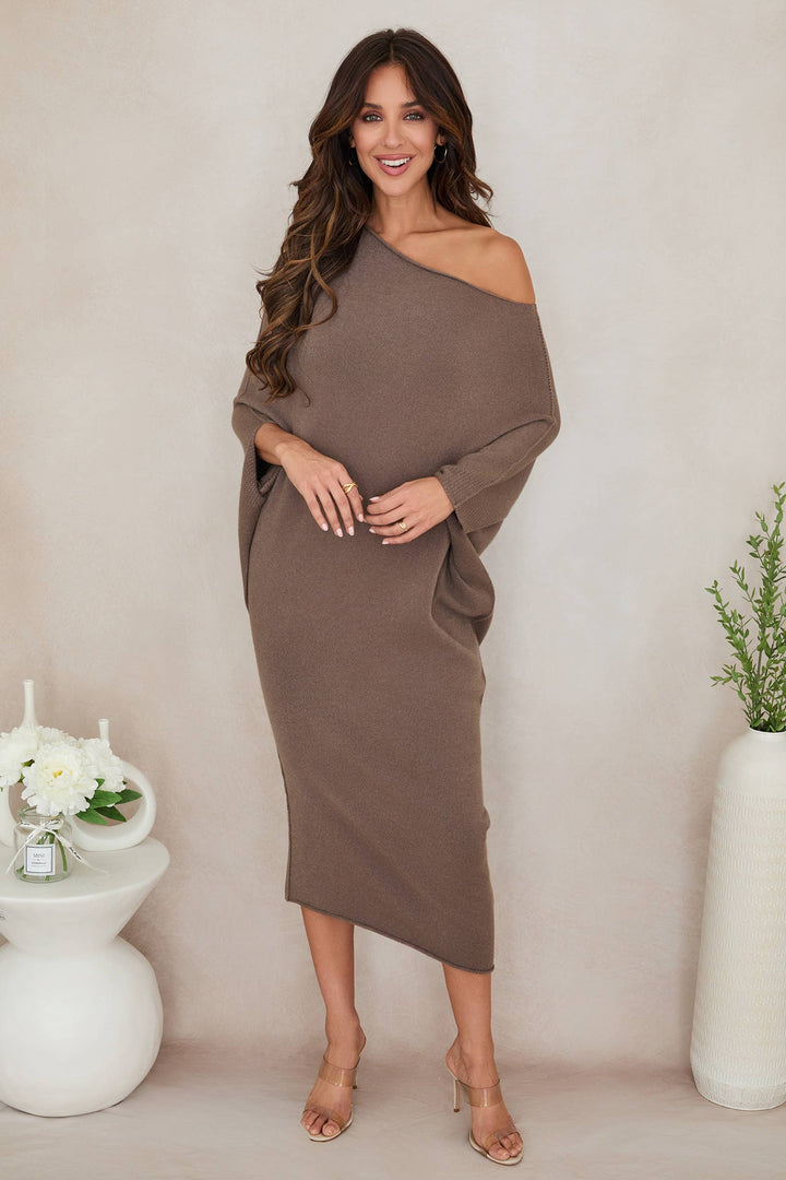 ASYM SWEATER DRESS (330149): Black / M/L