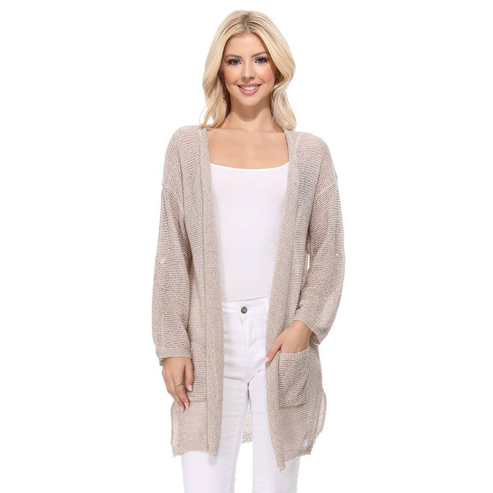Cardigan with Pockets: TAUPE / ML
