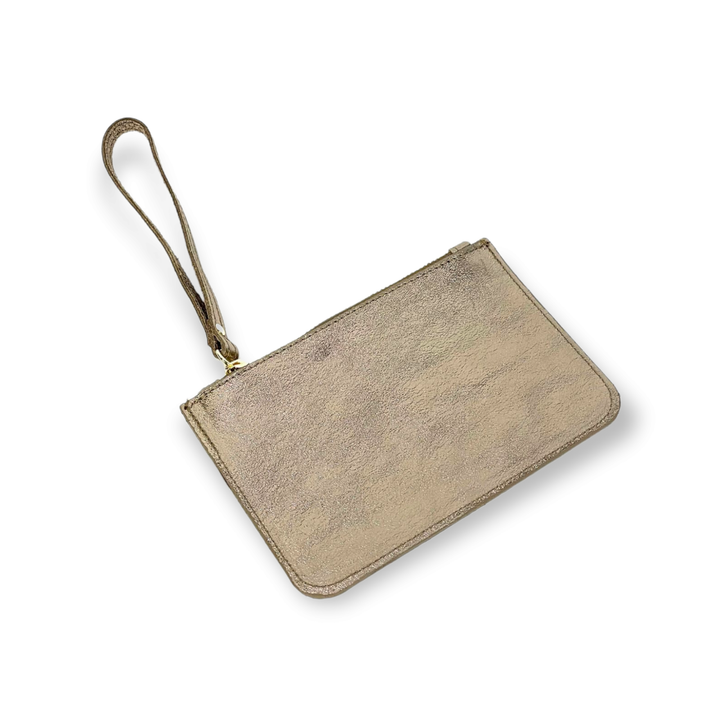 Genuine Leather Bag w/ Wrist Strap: Rose gold / Large