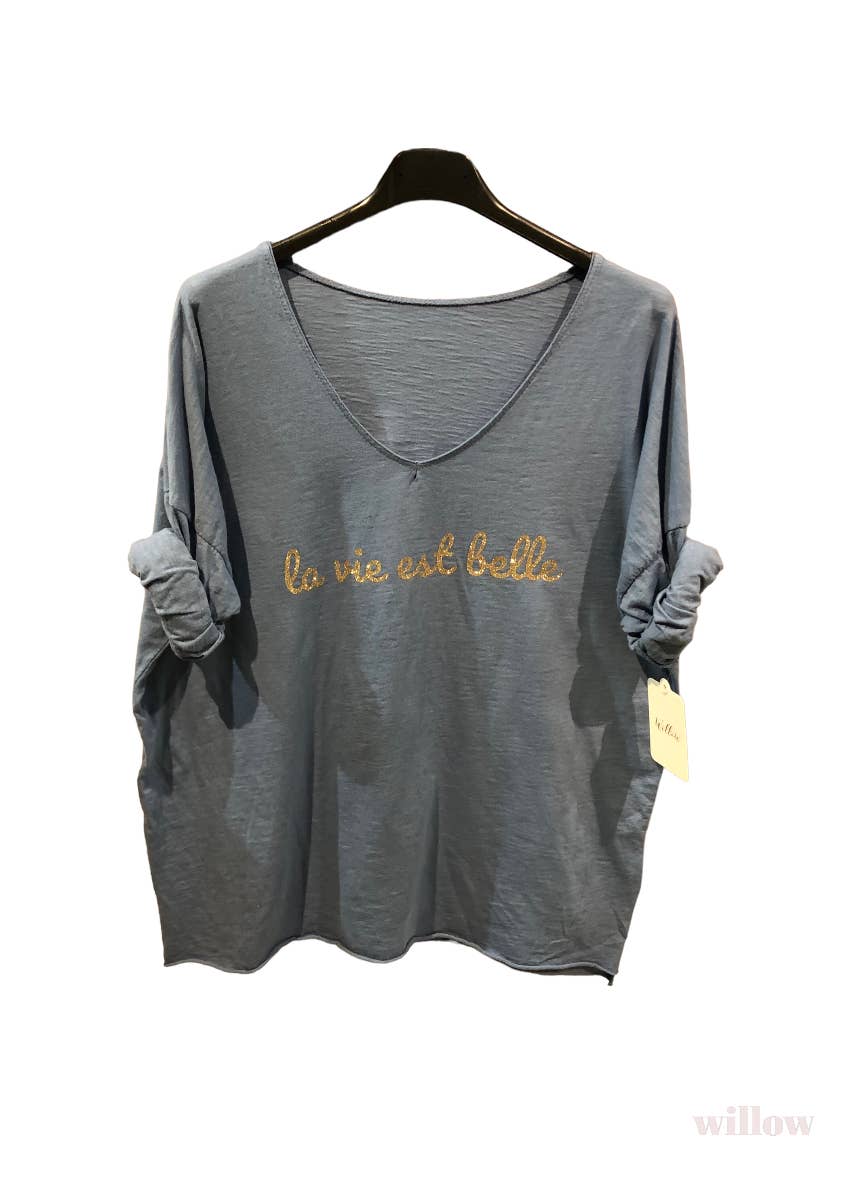 “Life is beautiful” cotton t-shirt: Khaki