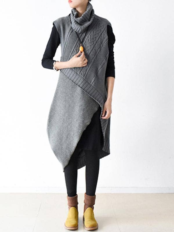 Casual Sleeveless Dress: BLACK / ONE SIZE