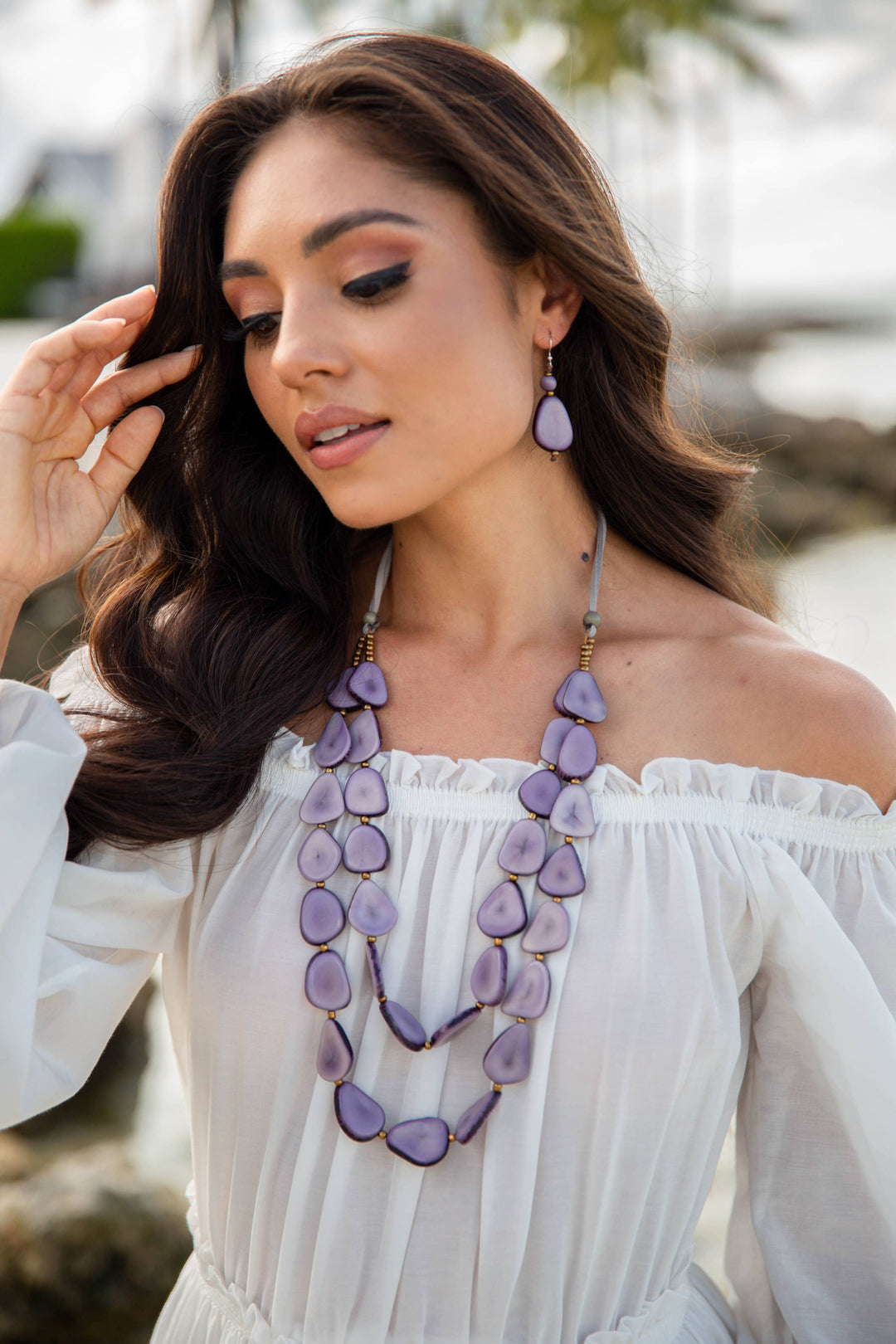 Marlene Necklace: Onyx Black/Charcoal Gray