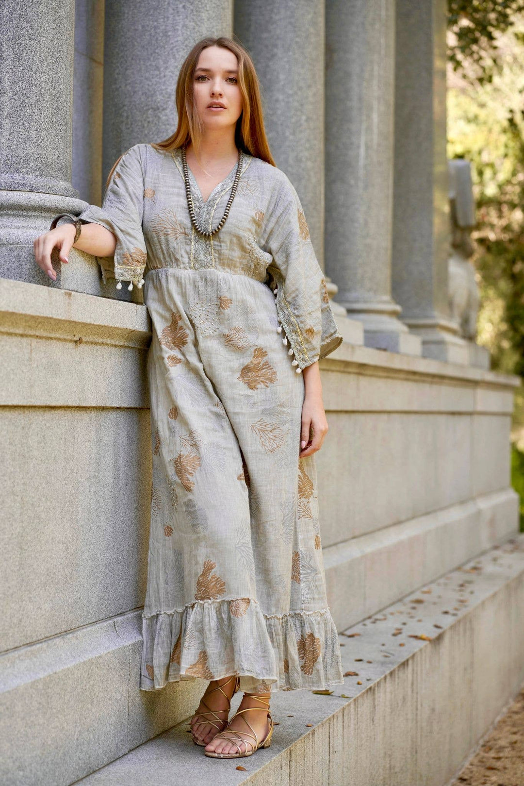 Coral Reef Maxi Dress: Lt. Grey
