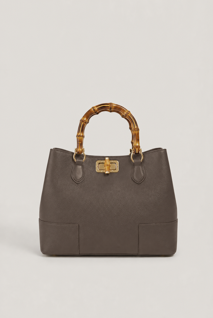 Bamboo Bag in Leather – Made in Italy Moro