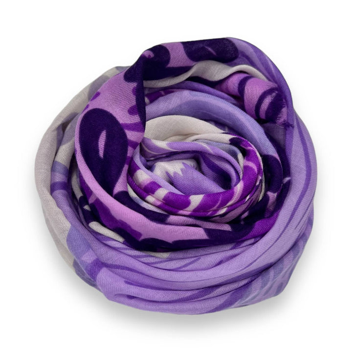 Big flower printed scarf: Grey