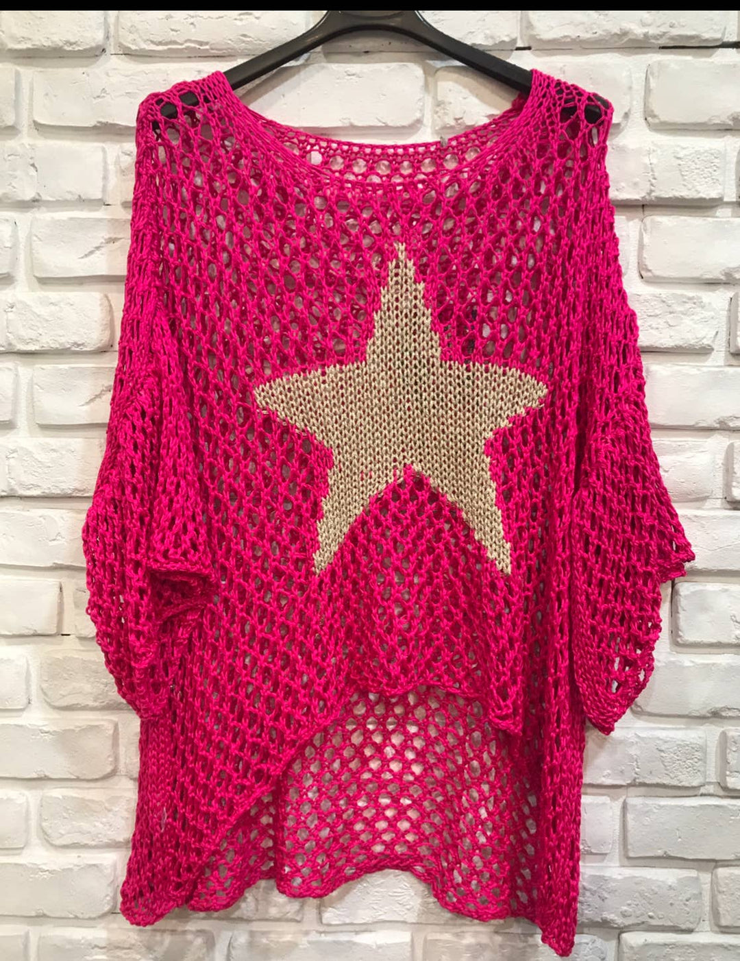 Cotton knit sweater star 100% cotton: Persimmon