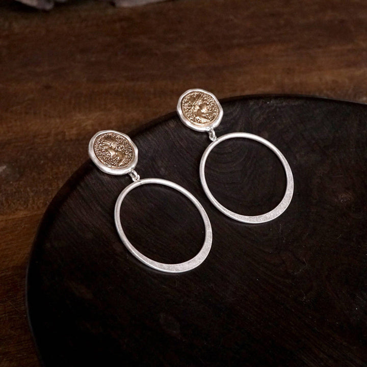 Coin and Hoop Earrings – Silver & Gold