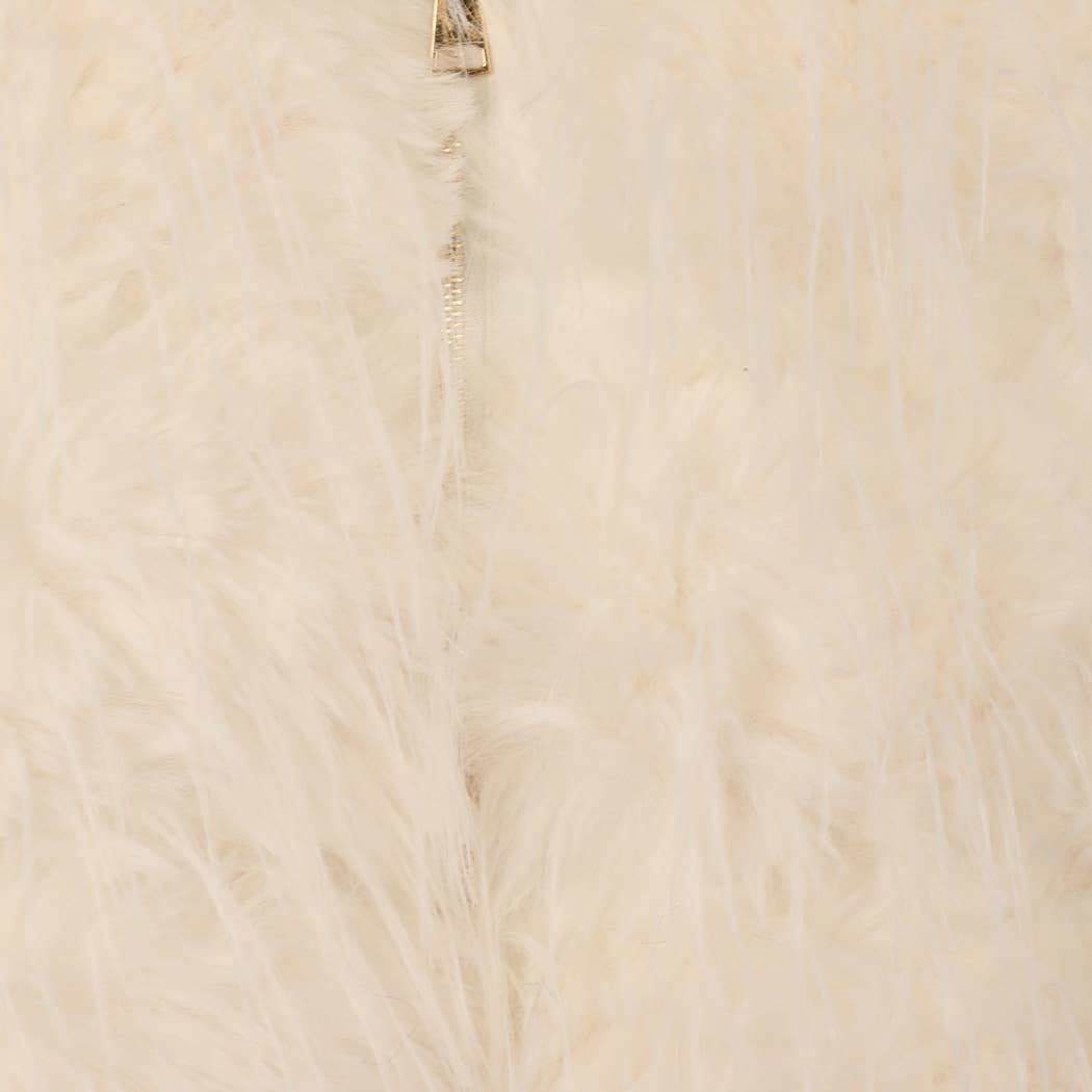 Faux Fur Zip Jacket: Beige / L/XL