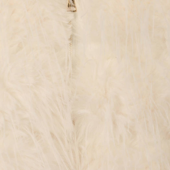 Faux Fur Zip Jacket: Beige / L/XL