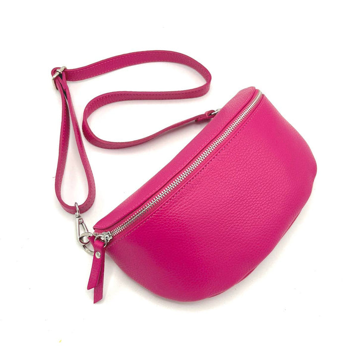 Leather Waist Bag, Made in Italy, 112466: Blk