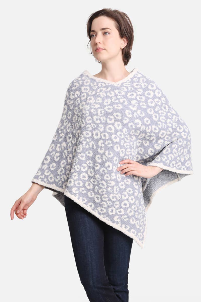 Leopard Poncho: COFFEE / ONE SIZE