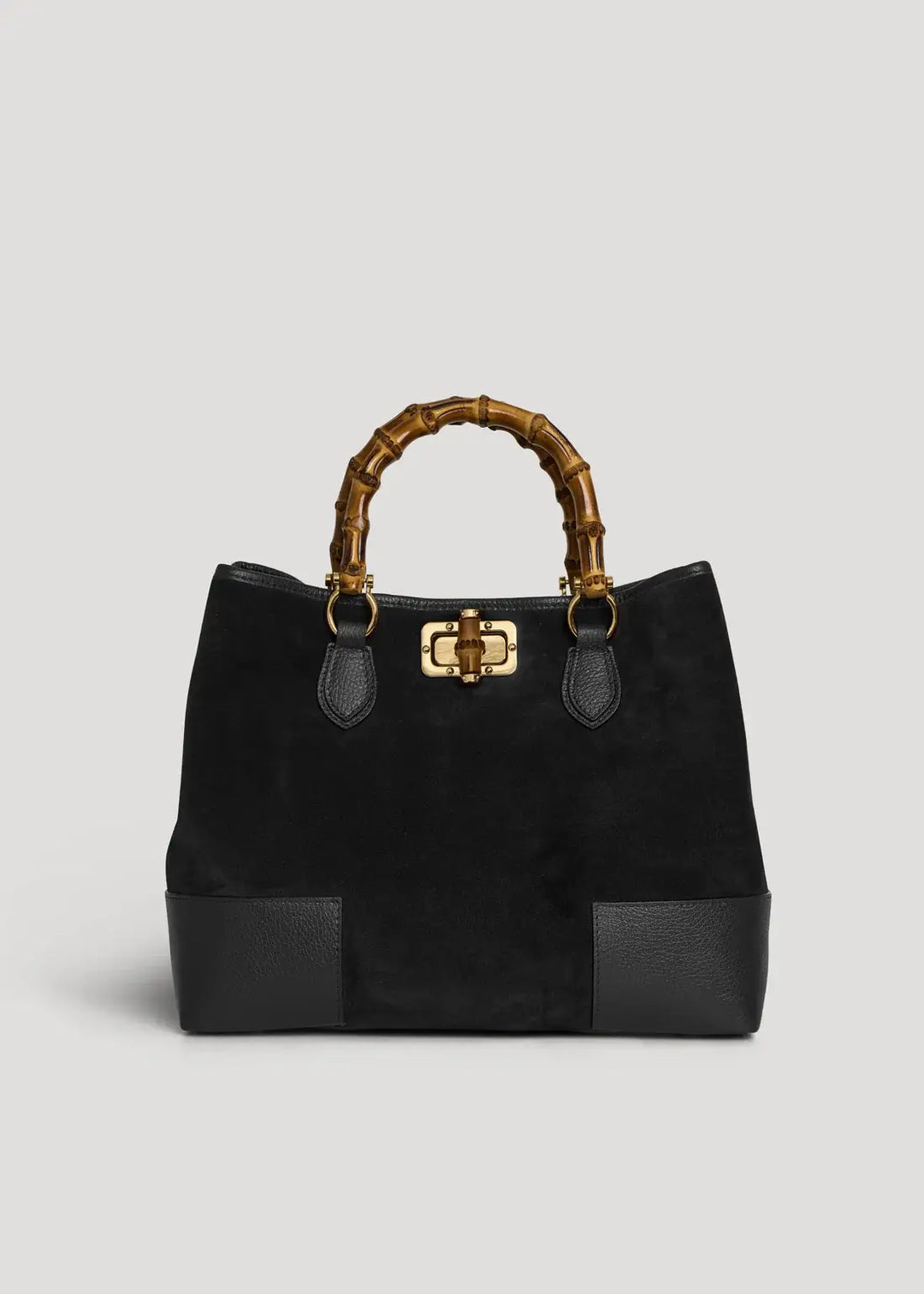 Handbag Italian Suede Leather: Nero