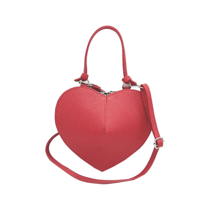 Heart Leather bag, Made in Italy,112587: Orange