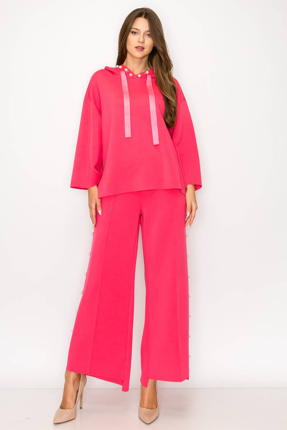 Farrah French Scuba Pant: White / M