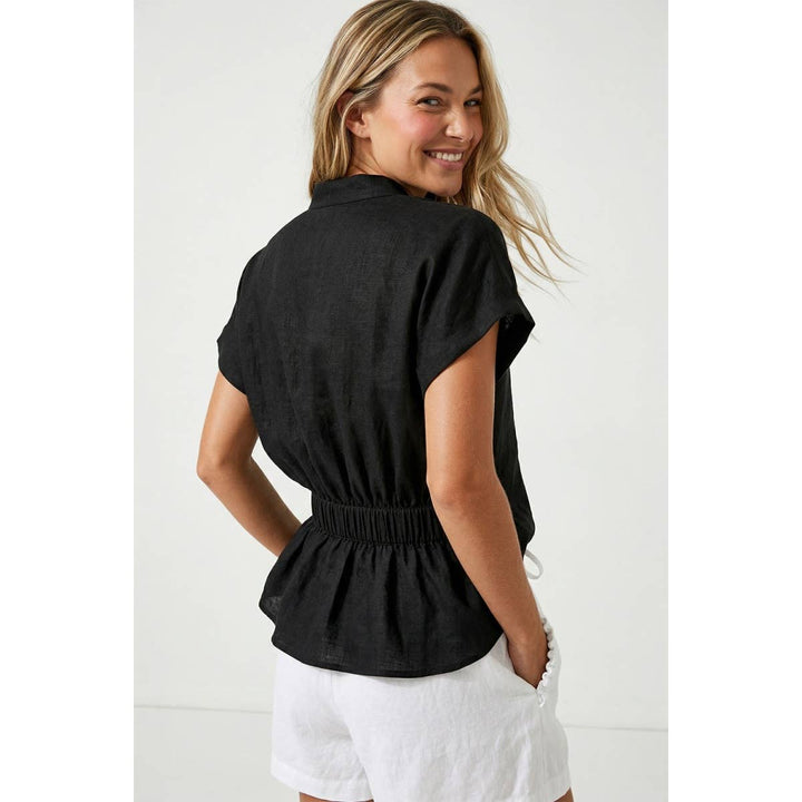 Rope Tie Waist Top: Taupe / M