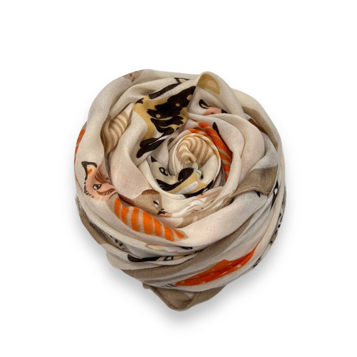 Cats wearing hats print scarf: Black