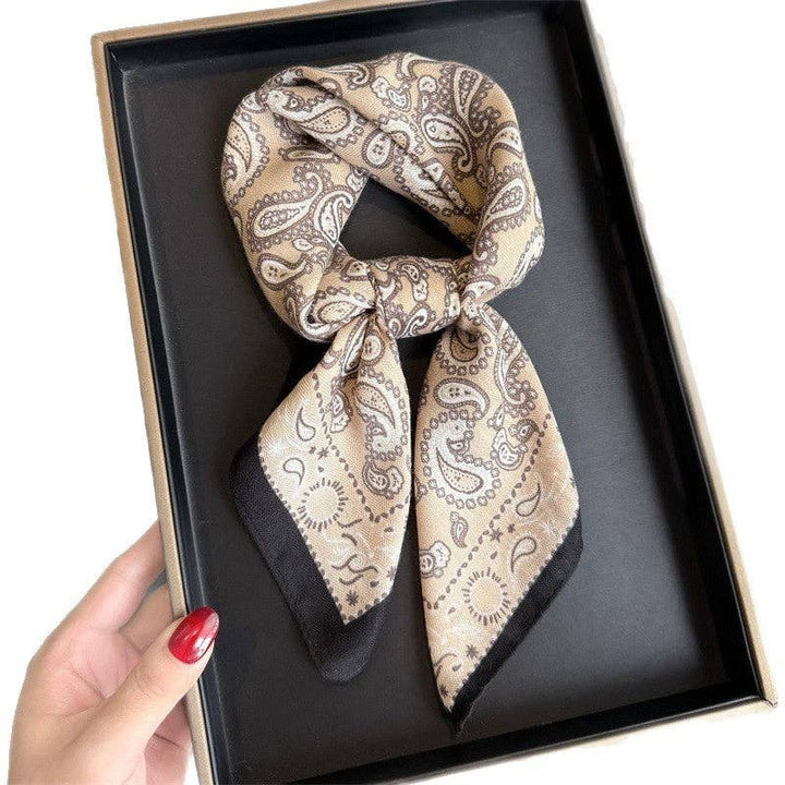 Sheer Trend - Fashion Print Square Scarf: Brown