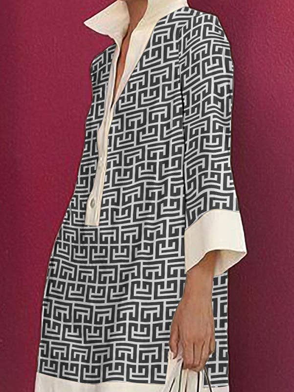 Printed Dress: GREEN / L