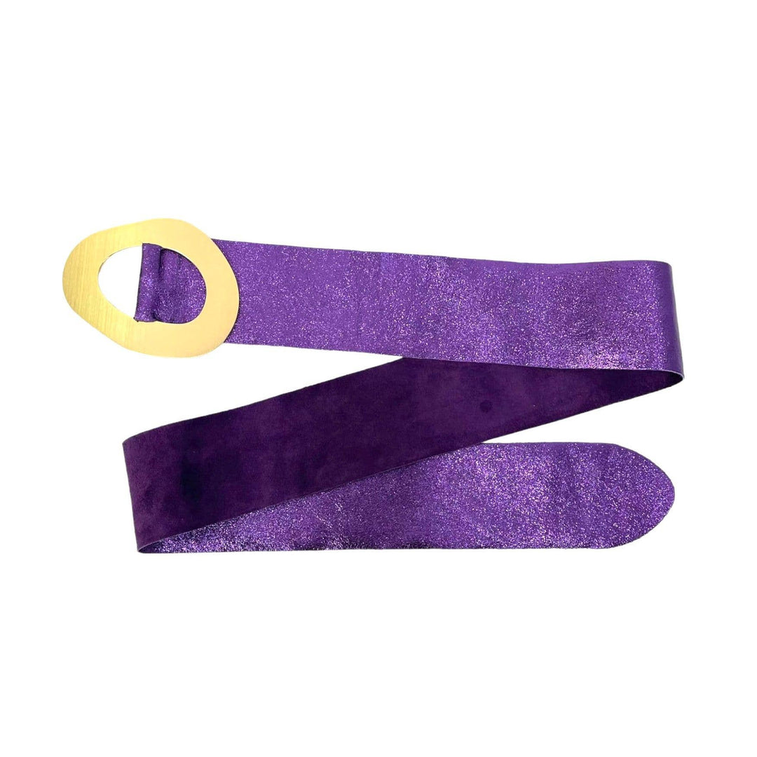 Metallic Leather Suede Belt buckle: Gold