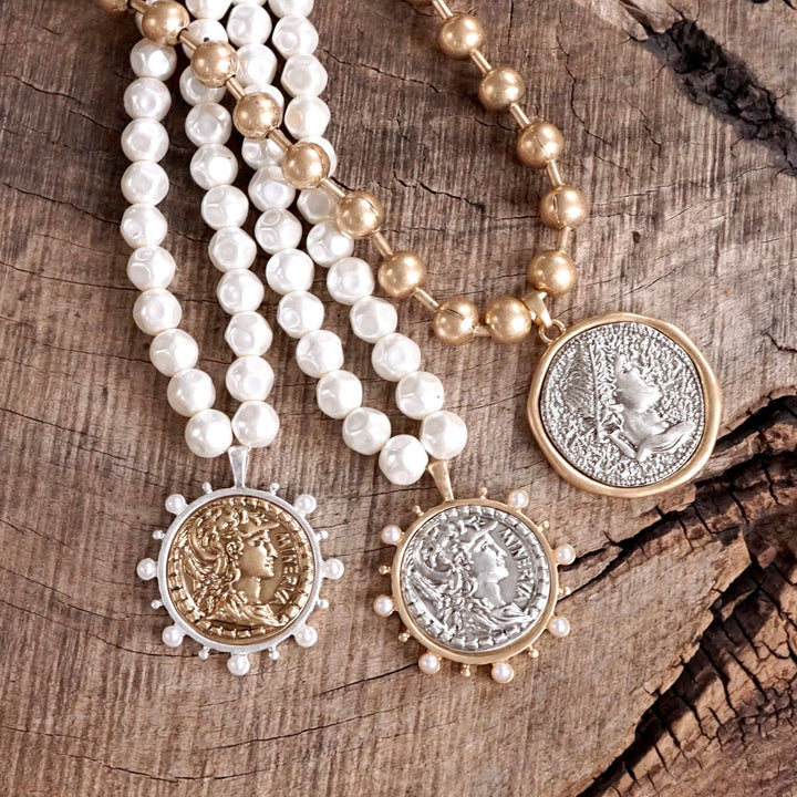 Coin Chunky Ball Chain  Neck: Silver