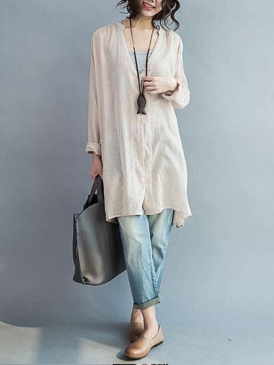 V-neck Two-pieces Blouses Shirt: WHITE