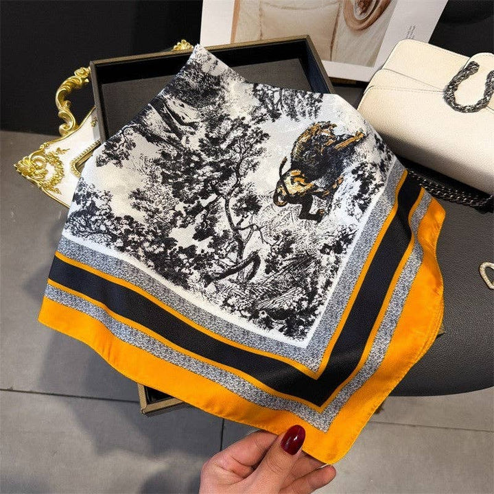 Sheer Trend - Fashion Print Square Scarf: BLUE
