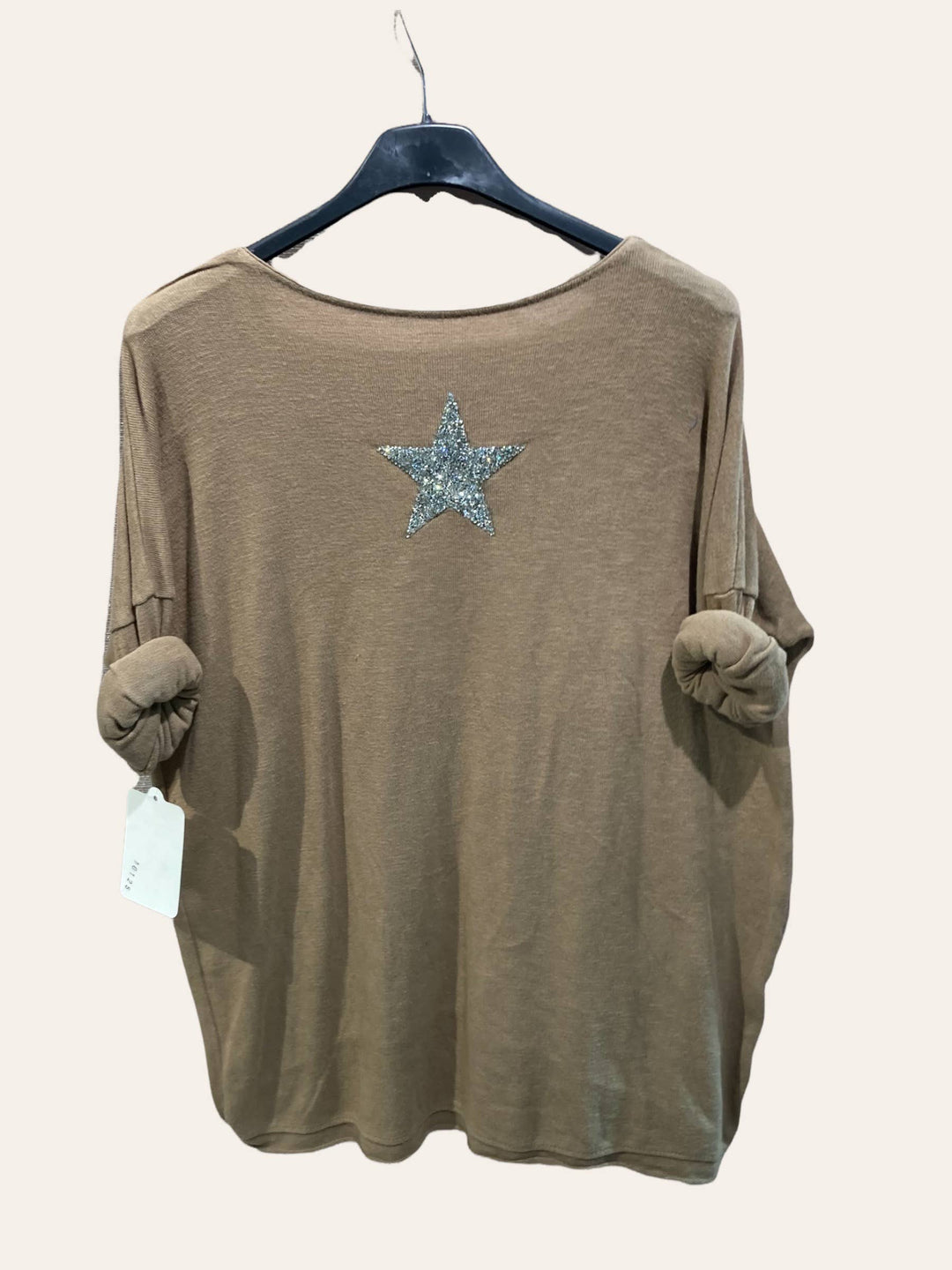 Cotton top with a rhinestone star : PETROL BLUE