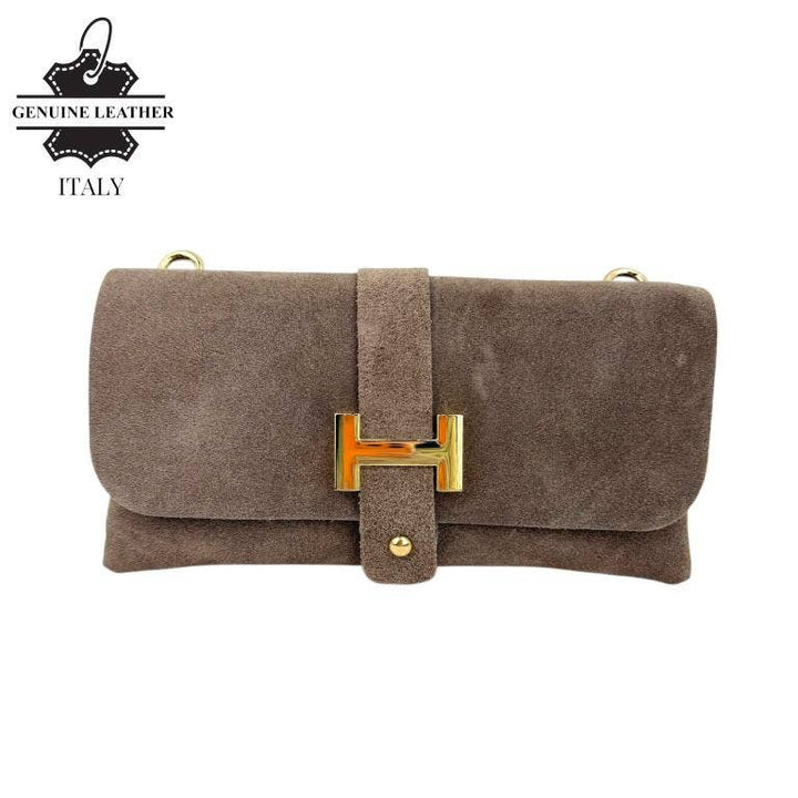 Italian Leather Bag: Suede Black