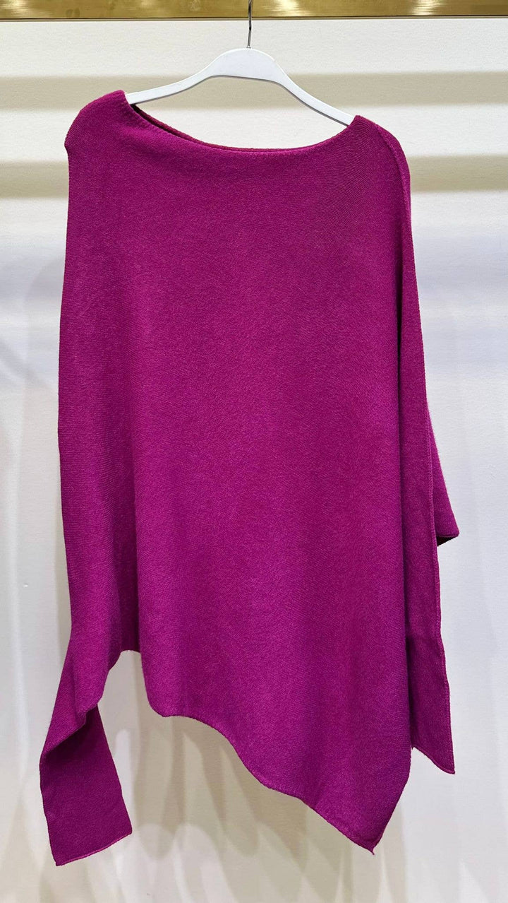 ASYMMETRICAL SWEATER MAGENTA):XS/S