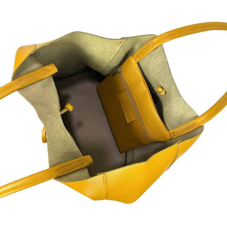 Leather Shopper: Taupe