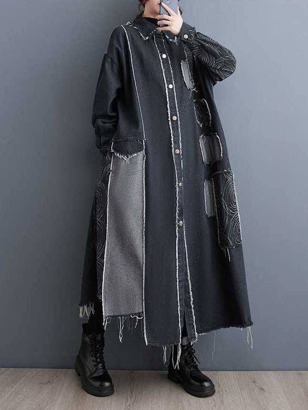 Asymmetric Button Duster: BLUE / O/S