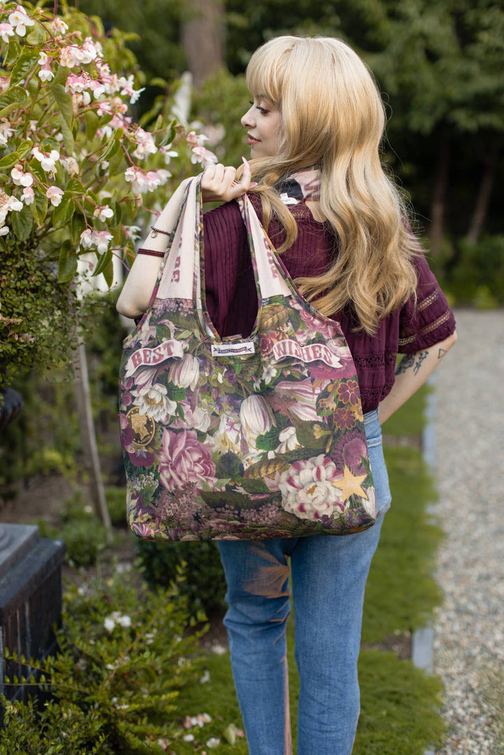 Make a Wish Floral  Linen Tote Bag /Dandelion
