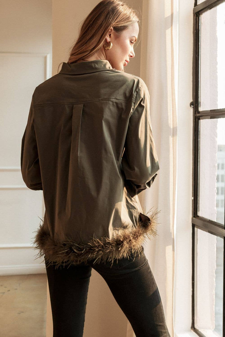 Feathered Top: Navy / M