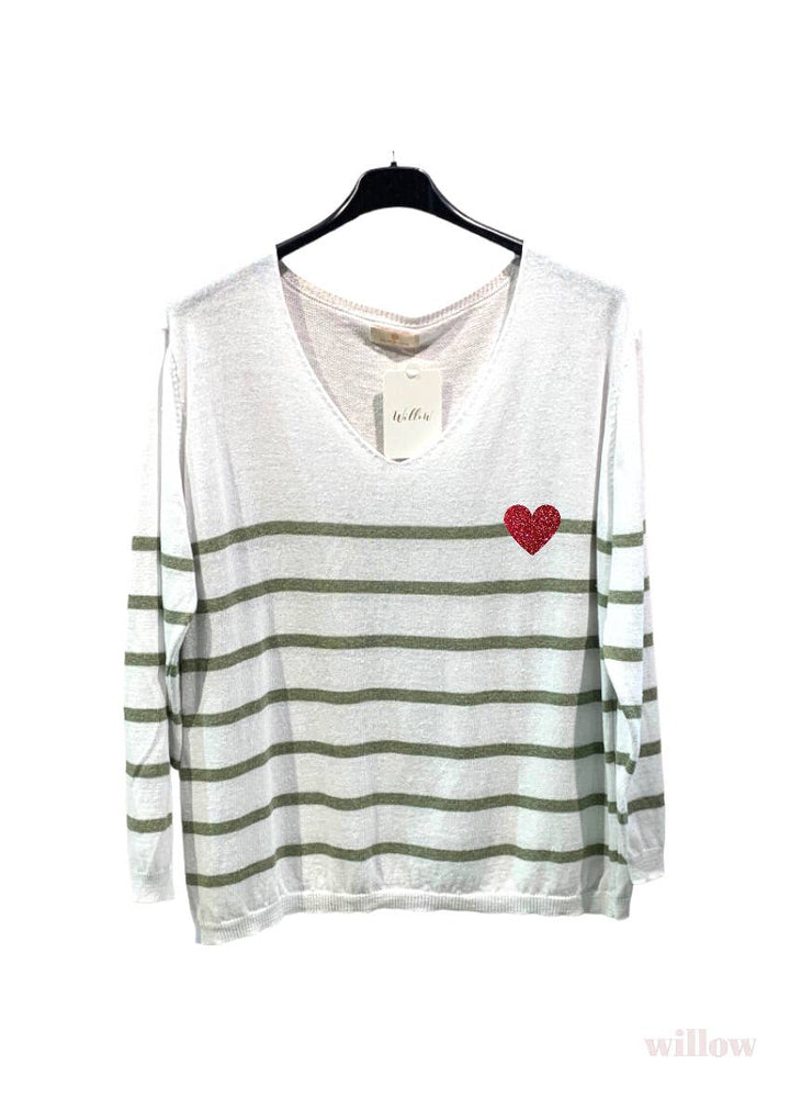 Sailor heart sweater: Red