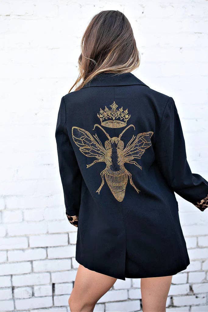 Black Leopard Lined, Gold Queen Bee: XLarge