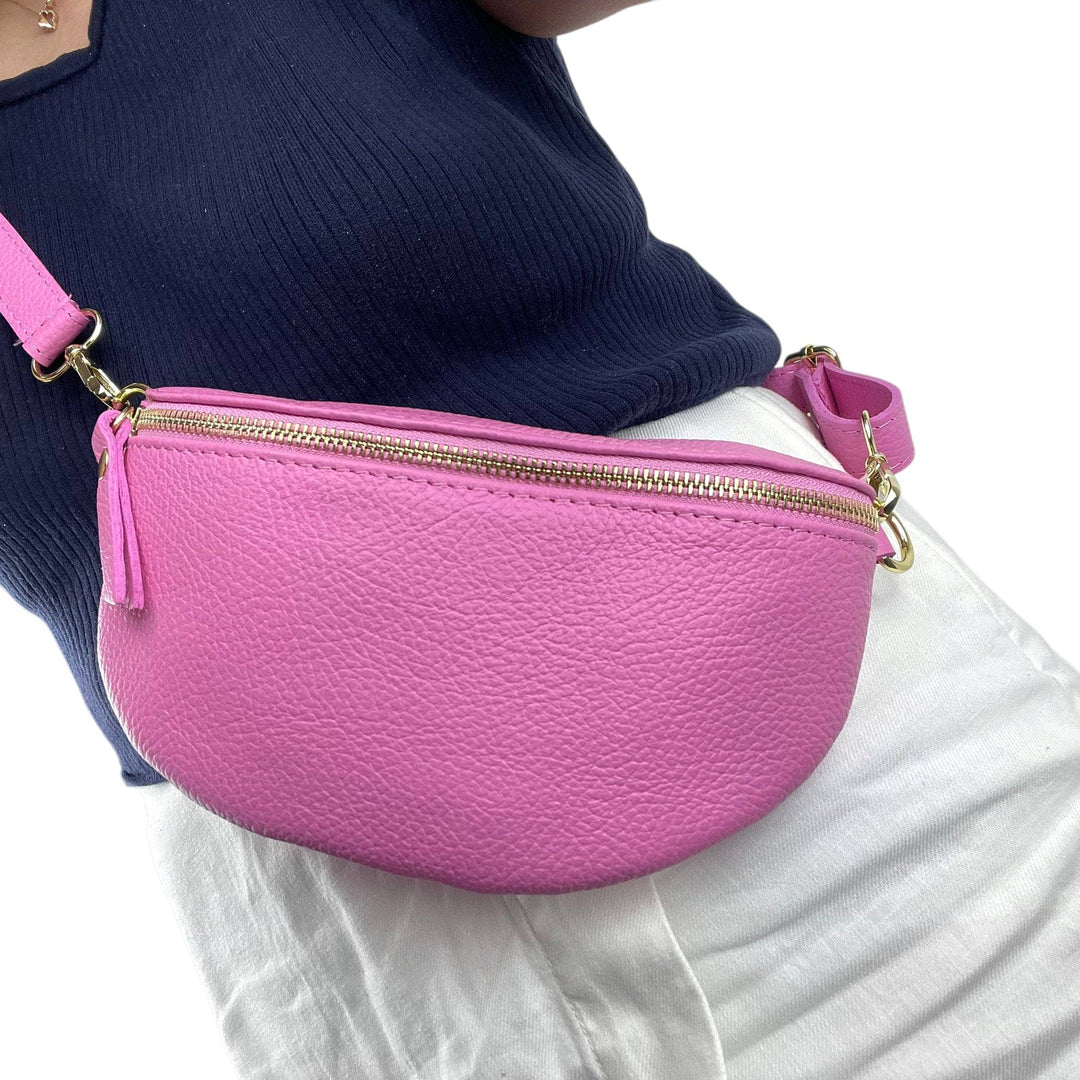 Italian Leather Waist Bag: Orange