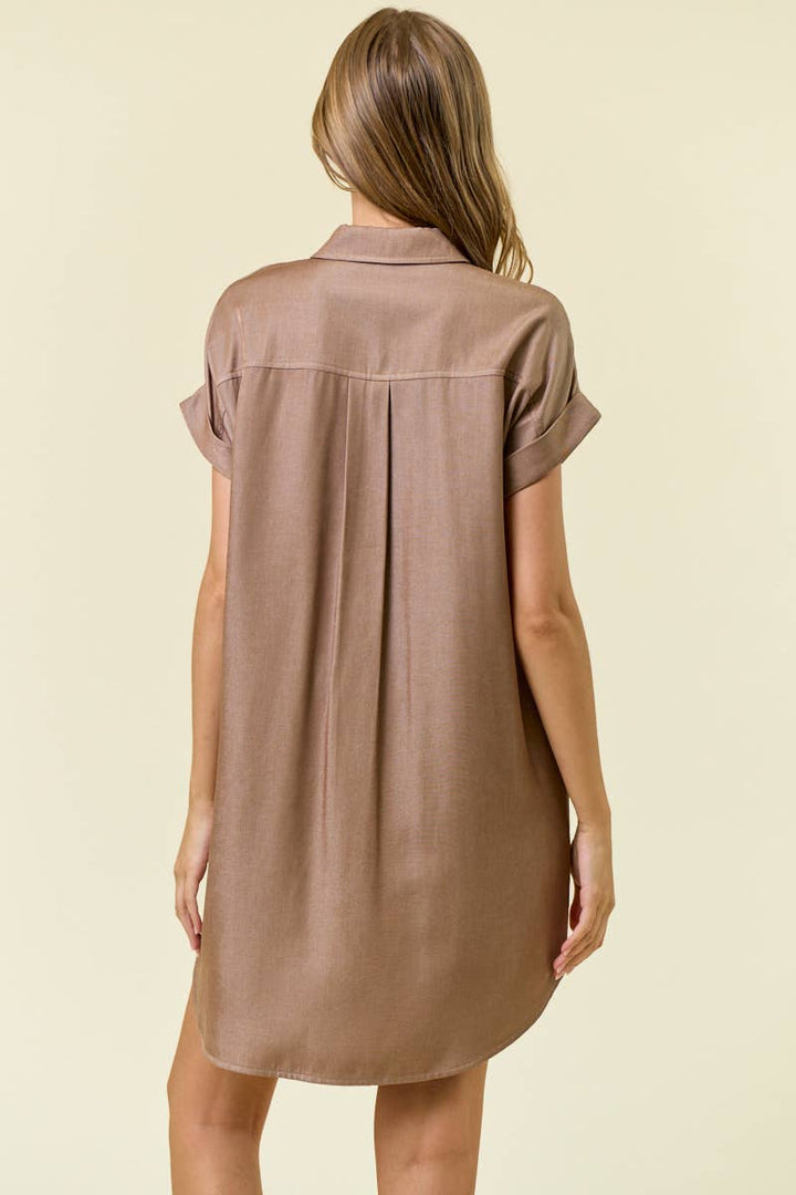 Doe and Rae - STAR STUDDED TENCEL SHIRT DRESS - 28102D: INDIGO / S