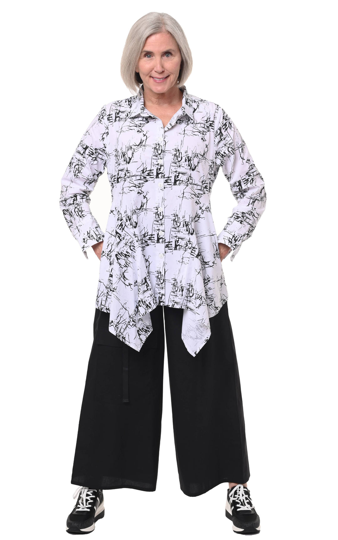 Tulip Clothing - SDC529 Jennifer Button Down in White Etching*: S