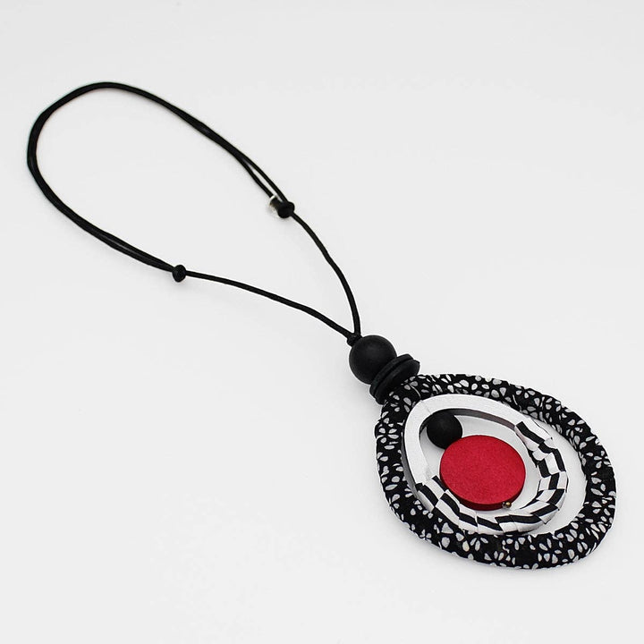 Black and Red Fabric Necklace
