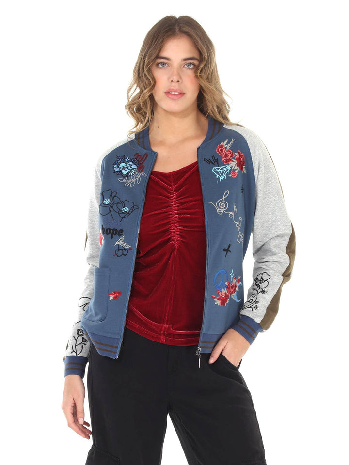 4512-MAJ  French Terry Baseball Jkt: Blue/ XL