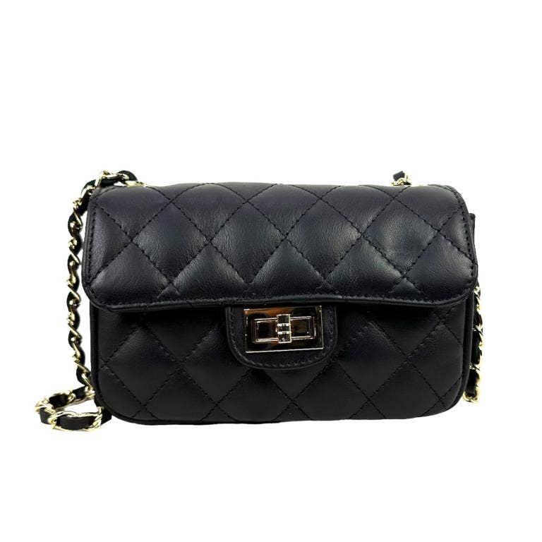 Italian leather Bag: Navy blue