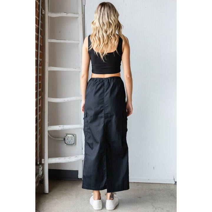 Parachute Cargo Long Skirt: Black / M