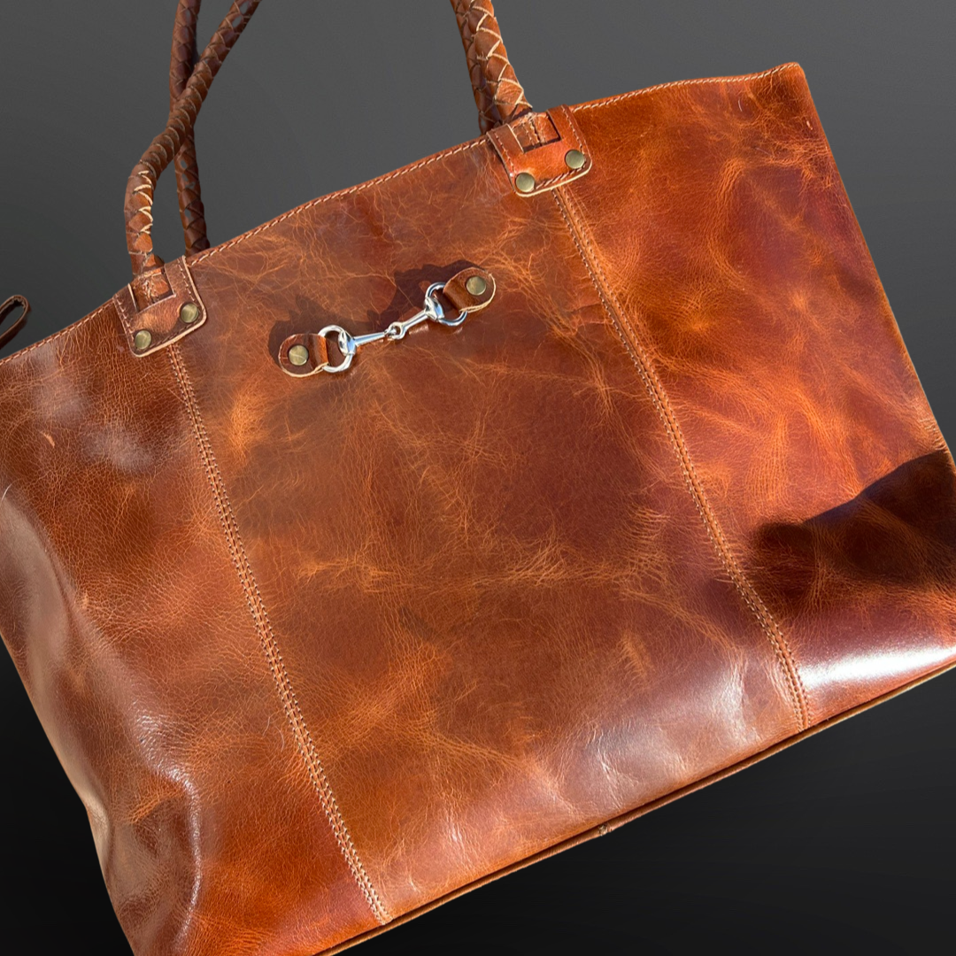 Equipage - Equestrian Snaffle Bit Newmarket Leather Tote Bag Purse