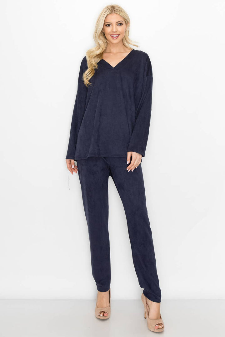 Andrea Stretch Suede Top: BLACK / L / A5415
