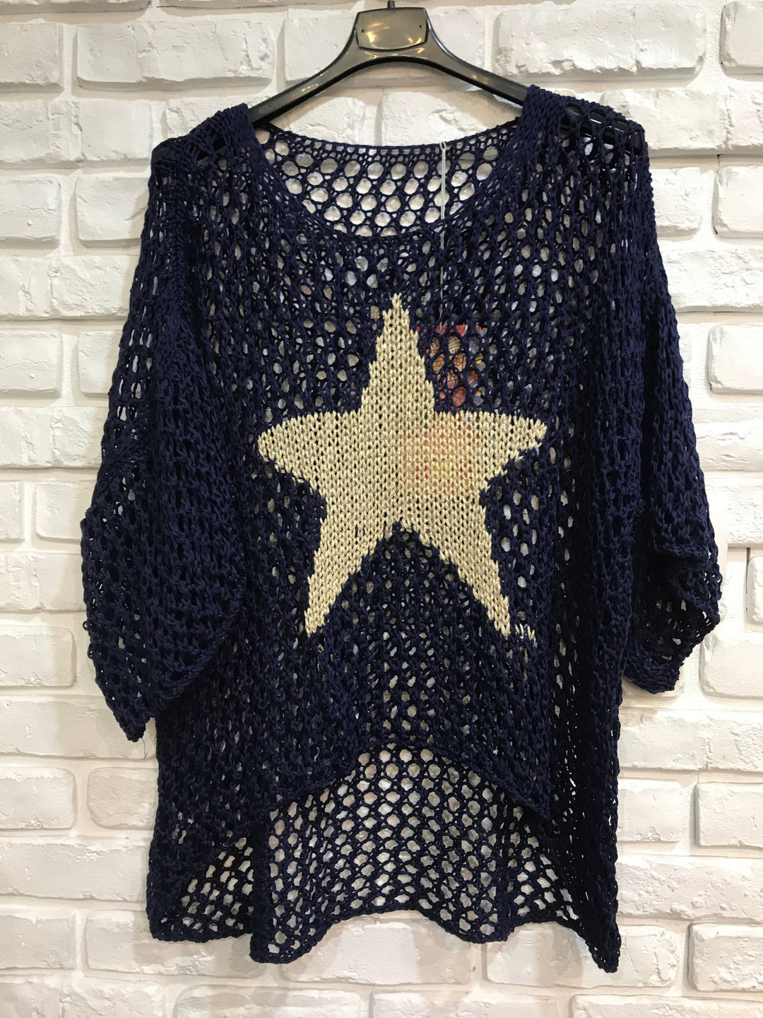 Cotton knit sweater star 100% cotton: Persimmon
