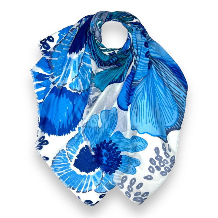 Big flower printed scarf: Grey