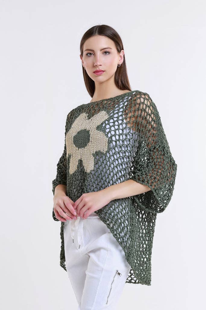 Daisy Open Knit Sweater (BSS302D): Black