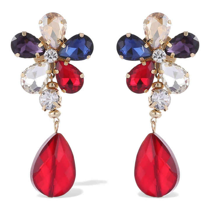 Bijoux Envie Statement Jewelry - Chunky Rainbow Flower Statement Earrings | Handmade Jewelry